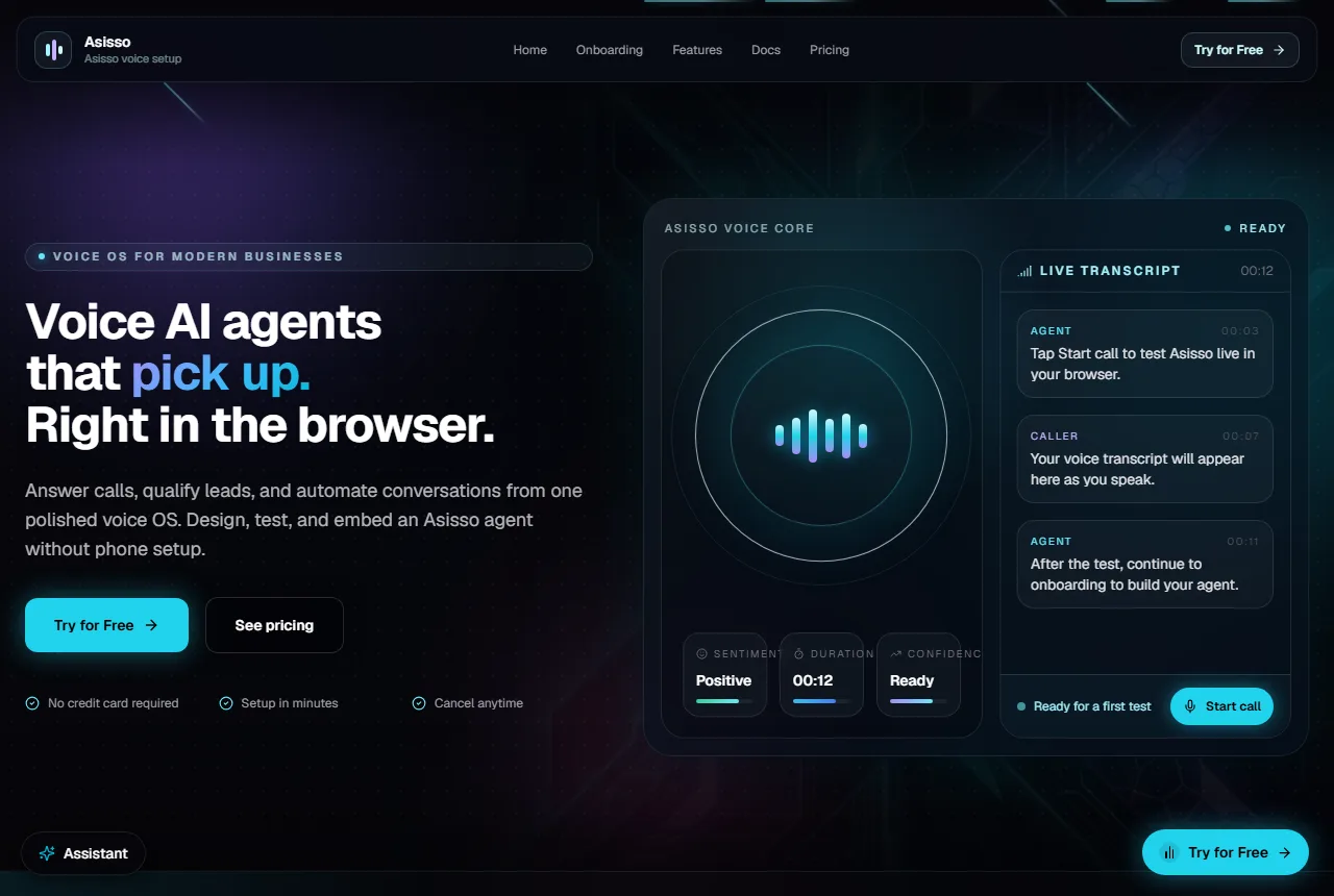 Asisso website screenshot