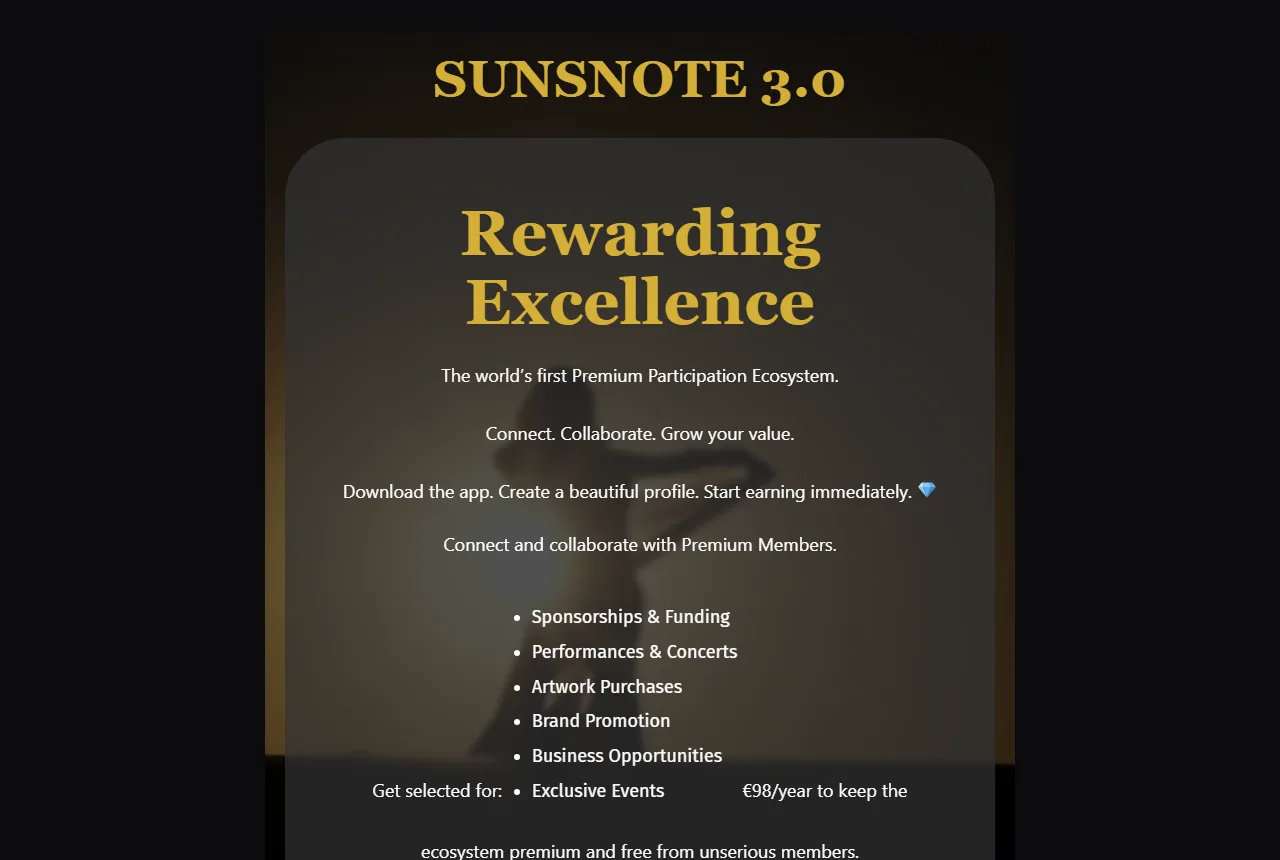 Suns Note website screenshot